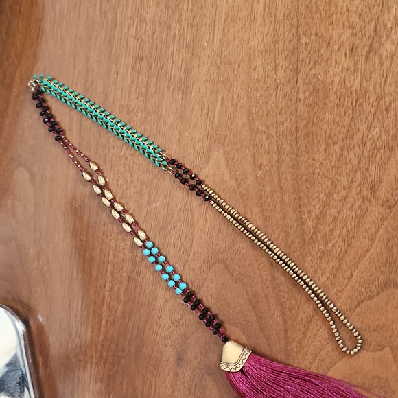 Long Chain Necklace with Tassel Pendant - Picture 2 of 7